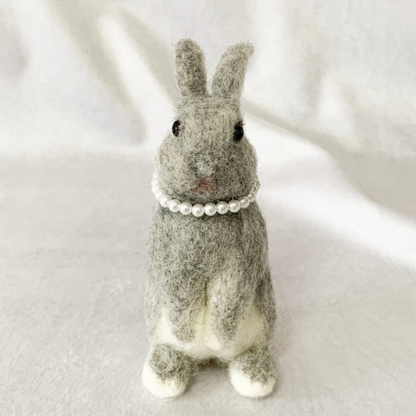 羊毛氈兔微型銀Utatchi |荷蘭矮人迷你尺寸S兔手騎 第1張的照片