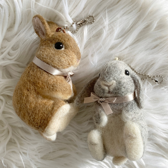 羊毛氈兔子包小飾物荷蘭矮橘|鑰匙扣錶帶公仔 第5張的照片