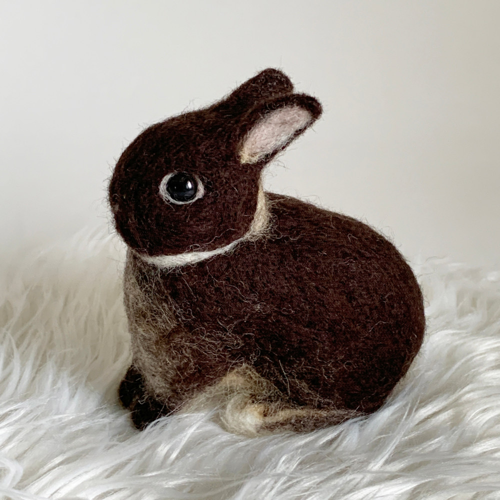 うさぎ 羊毛フェルト ダッチ ブラック ハンドメイド 羊毛フェルト うさぎ ネザーランドドワーフ ブラックオター