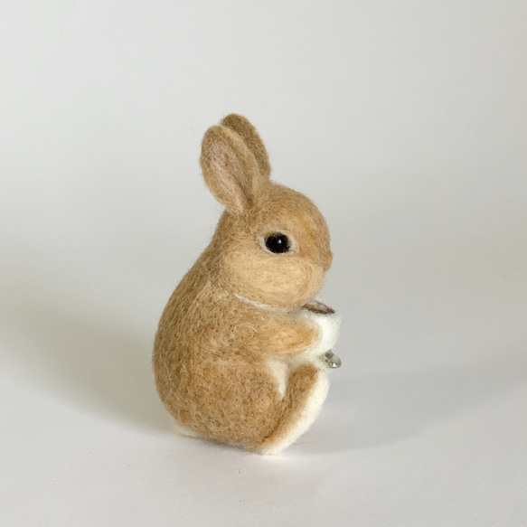 羊毛氈兔咖啡拿鐵橙 | 荷蘭矮人娃娃雕像 第6張的照片