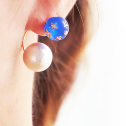 Backcatch round star pierce matte‐navy 1枚目の画像