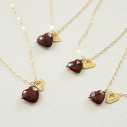 K14gf heart-shaped garnet necklace 1枚目の画像