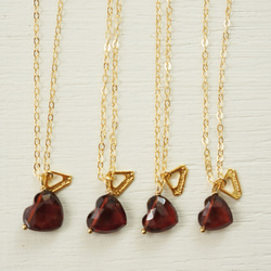 K14gf heart-shaped garnet necklace 3枚目の画像