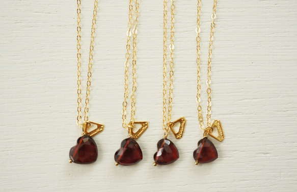 K14gf heart-shaped garnet necklace 3枚目の画像