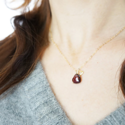 K14gf heart-shaped garnet necklace 6枚目の画像