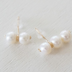 K14gf 5 freshwater pearls pierce 2枚目の画像