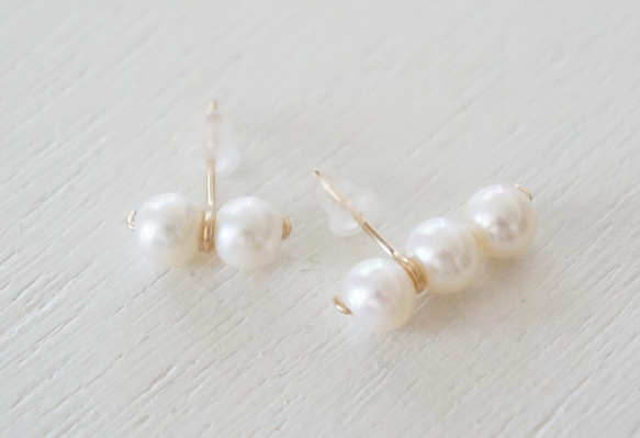 K14gf 5 freshwater pearls pierce 2枚目の画像