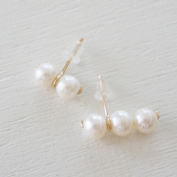 K14gf 5 freshwater pearls pierce 3枚目の画像