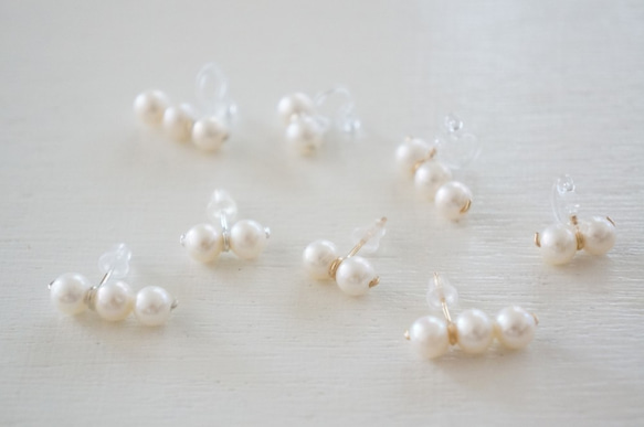 K14gf 5 freshwater pearls pierce 4枚目の画像