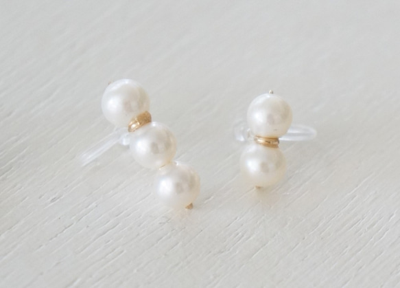 K14gf 5 freshwater pearls イヤリング 2枚目の画像