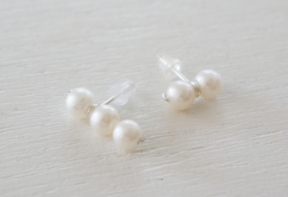 SV925 5 freshwater pearls pierce 1枚目の画像