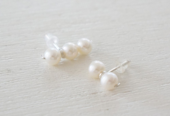 SV925 5 freshwater pearls pierce 2枚目の画像