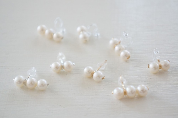 SV925 5 freshwater pearls pierce 3枚目の画像