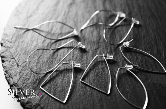 silver930 wirehoop pierce leaf 4枚目の画像