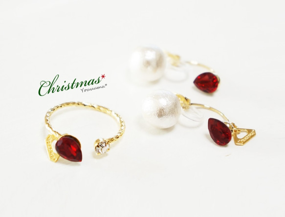 ★X'mas SET★ ring×earring 1枚目の画像