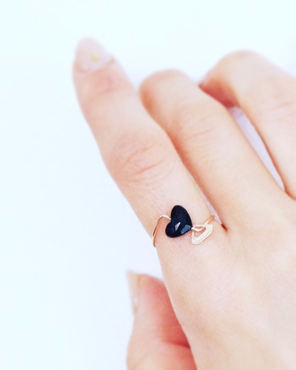 【K10 】 onyx heart ring ・by YouuumuJewelry* 第2張的照片