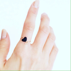 【K10 】 onyx heart ring ・by YouuumuJewelry* 第3張的照片