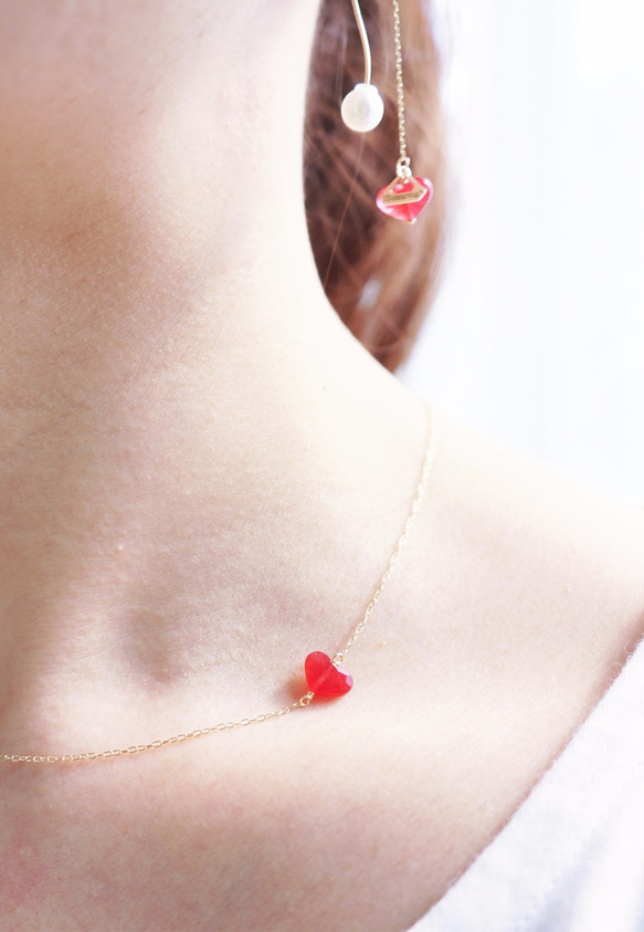 【K10 】 quartz heart necklace ・by YouuumuJewelry* 第3張的照片