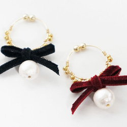 ♥ribbon♥ metal race earring 2枚目の画像