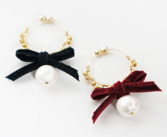 ♥ribbon♥ metal race earring 2枚目の画像