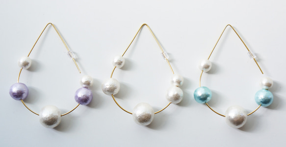 bubble pierced earrings purple 第3張的照片