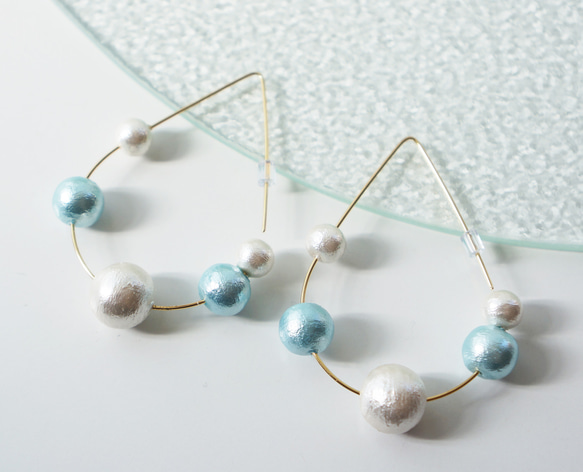 bubble pierced earrings aqua 第1張的照片