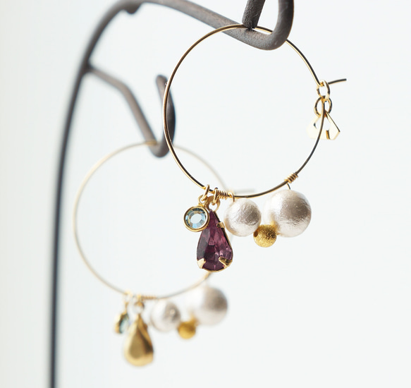 ヴィンテージガラス pierced earrings 03 2枚目の画像