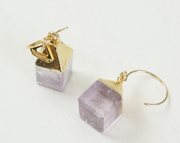 K14gf amethyst cube pierce 1枚目の画像