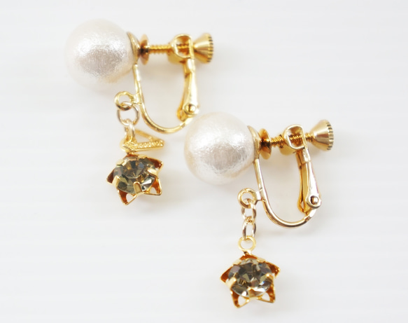 vintage star-crown earring black dia 2枚目の画像