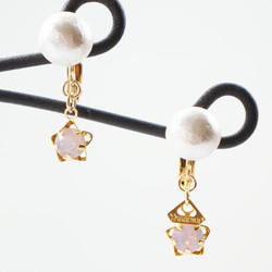 vintage star-crown earring rosewater 3枚目の画像