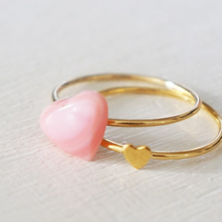 K14gf Queen conch shell W heart Ring 2枚目の画像