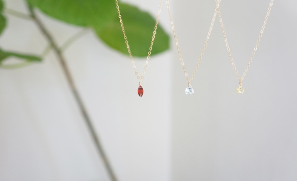 K14gf marquise cut garnet necklace 4枚目の画像