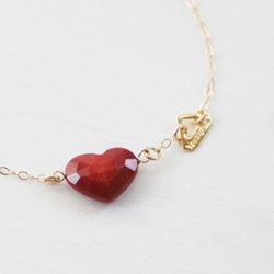K14gf coral heart necklace ♥ 1枚目の画像