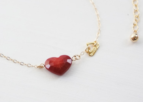 K14gf coral heart necklace ♥ 1枚目の画像