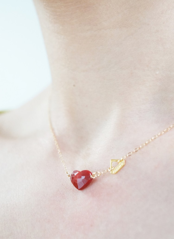 K14gf coral heart necklace ♥ 2枚目の画像