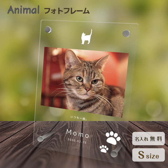 フォトフレーム ペットグッズ 写真 フォトスタンド ペット用品 ペットメモリアル メモリアル 猫 記念 cat004 1枚目の画像
