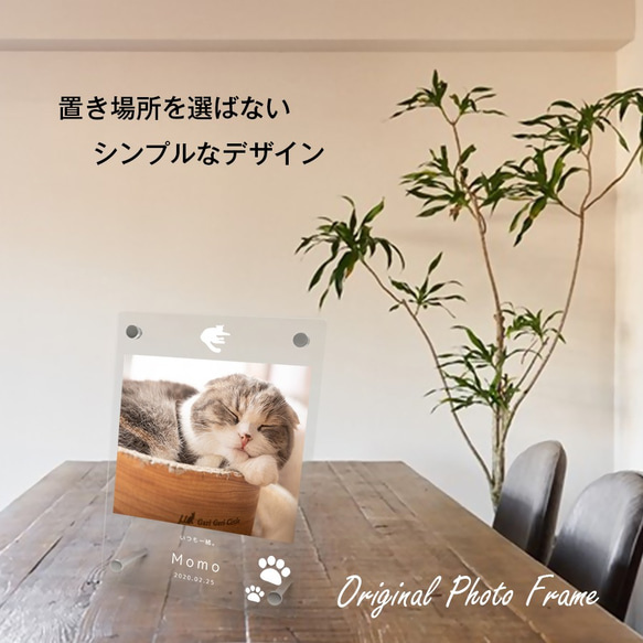 【名入れ無料】 フォトフレーム サイズL ペット ペットグッズ 写真立て フォトスタンド ペット用品 cat003l 8枚目の画像