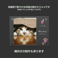 【名入れ無料】 フォトフレーム サイズL ペット ペットグッズ 写真立て フォトスタンド ペット用品 cat008l 5枚目の画像