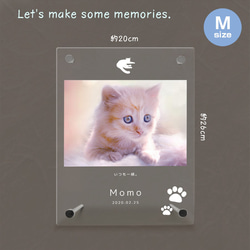 【名入れ無料】 フォトフレーム サイズM ペット ペットグッズ 写真立て フォトスタンド cat003m 2枚目の画像