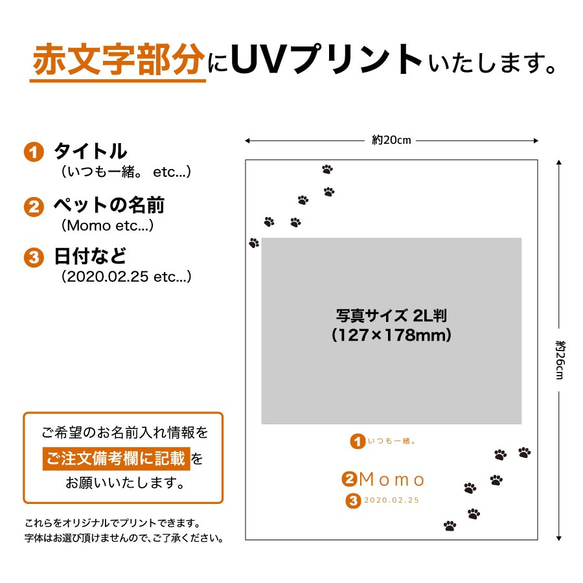 【名入れ無料】 フォトフレーム サイズM ペット ペットグッズ 写真立て フォトスタンド cat005m 3枚目の画像