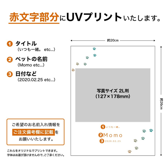 【名入れ無料】 フォトフレーム サイズM ペット ペットグッズ 写真立て フォトスタンド cat012m 3枚目の画像