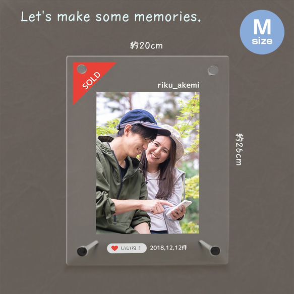【名入れ無料】 フォトフレーム サイズM メルカリ風 写真立て フォトスタンド SNS アクリル sns004m 2枚目の画像