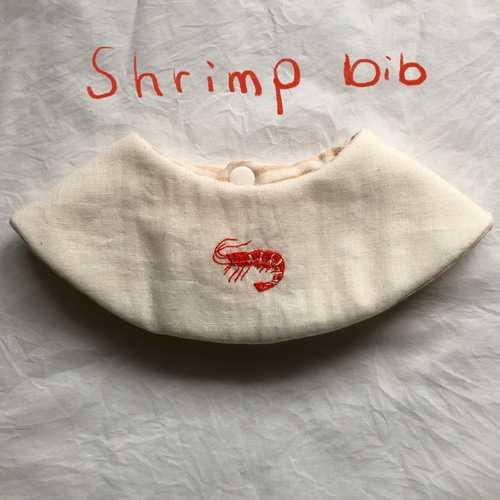オーダーメイドスタイ ハンドメイドスタイ mkr 海老とエビフライの両面刺繍のまんまるスタイ スタイ・よだれかけ REMO