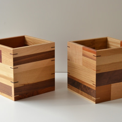 ツギハギ木のボックス　　鉢カバー、ゴミ箱、使い方自由 4枚目の画像