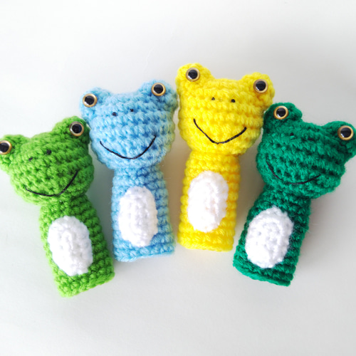 カエルの指人形&印鑑ケース・イエロー あみぐるみ 澄川かじか 通販