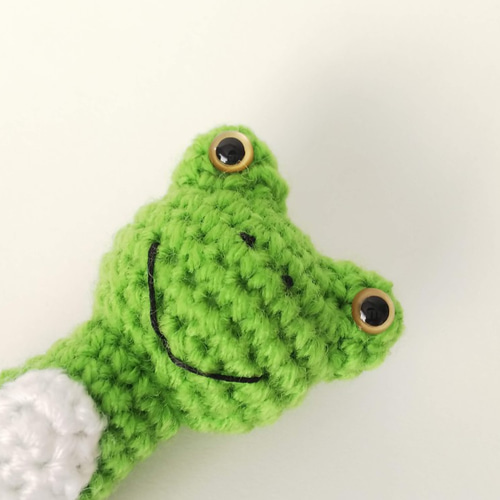 カエルの指人形&印鑑ケース・ライトグリーン あみぐるみ 澄川かじか