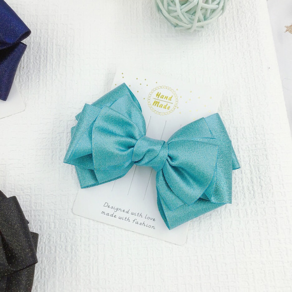 キラと質感 大きな光沢感リボン 【シルバー、ゴールド、ラベンダー