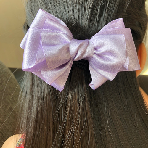 キラと質感 大きな光沢感リボン 【シルバー、ゴールド、ラベンダー