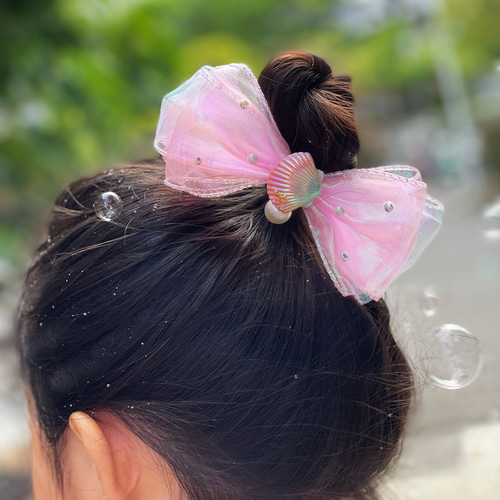 オーガンジーリボンヘアゴム 人魚の髪飾り