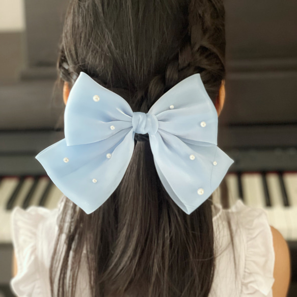 オシャレ目立つ×パール×大きなリボン【パープル、ピンク、水色、ミトリ